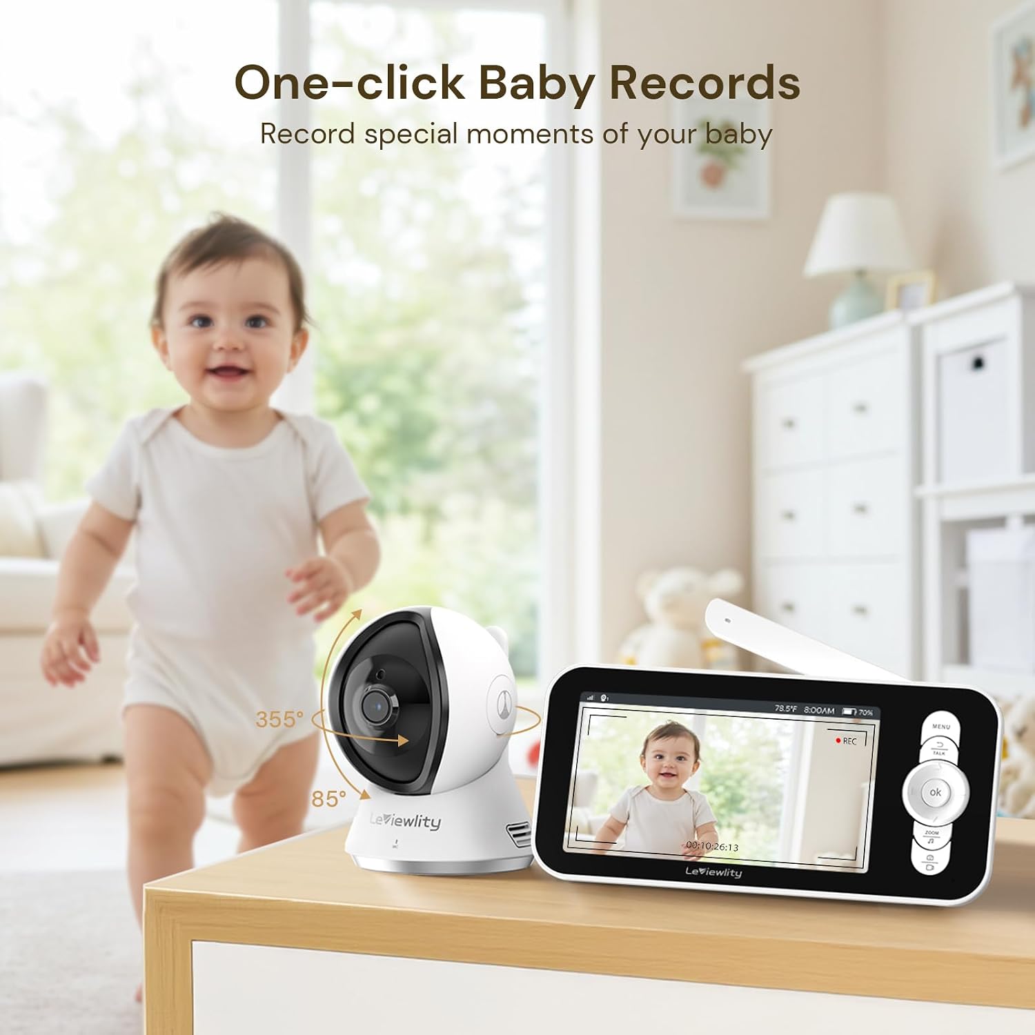Leivewlity Baby Monitor No WiFi with Camera and Audio for Crib, Nursery