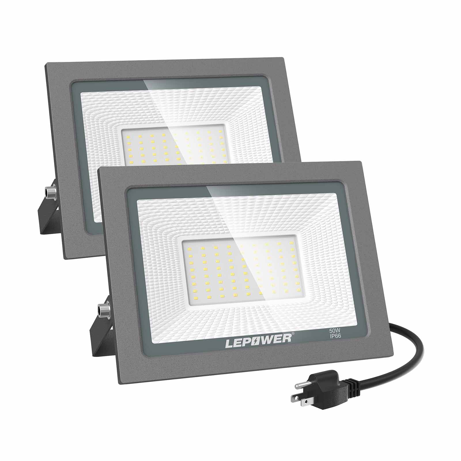 50W/100W LED Flood Lights Outdoor with Plug & Switch 2-Pack