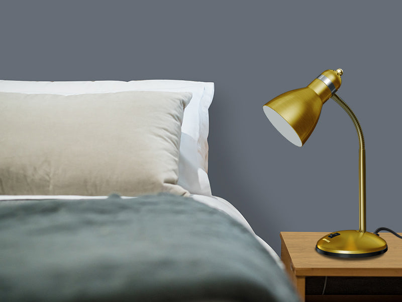 Lepower-tec gold metal desk task lamp for college dorm