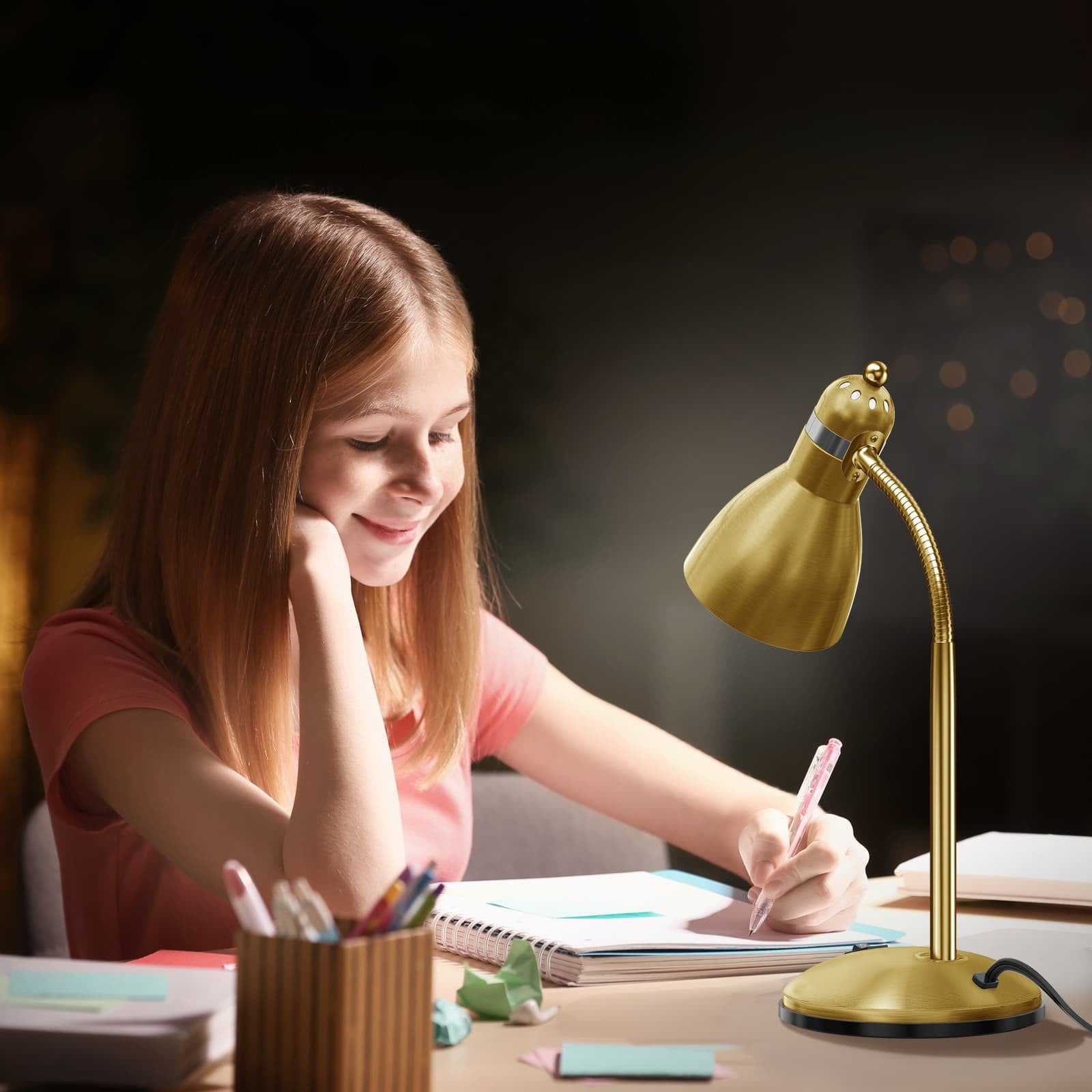 Lepower-tec gold metal desk task lamp for kids