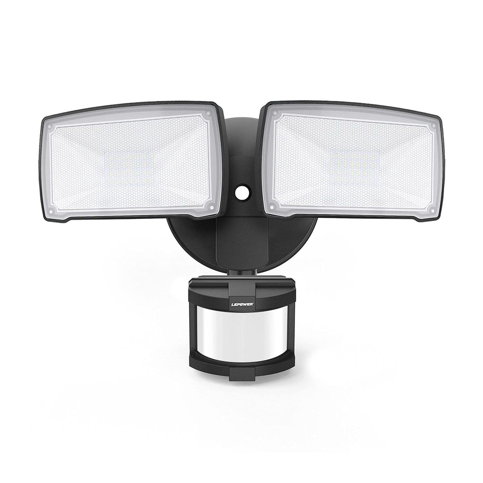 Lepower 30W Motion Detector Security Lights 2 Adjustable Heads 3200LM