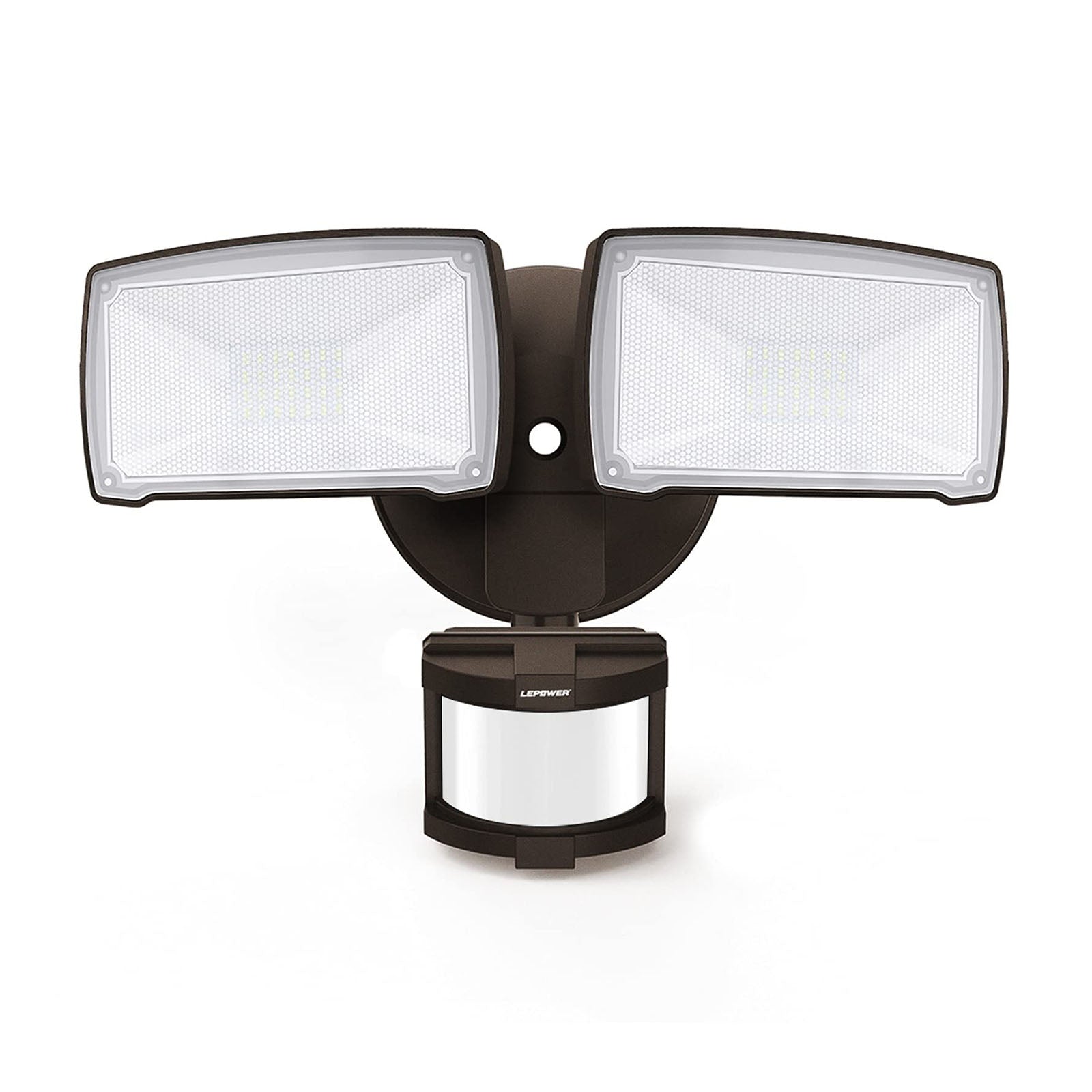 Lepower 30W Motion Detector Security Lights 2 Adjustable Heads 3200LM