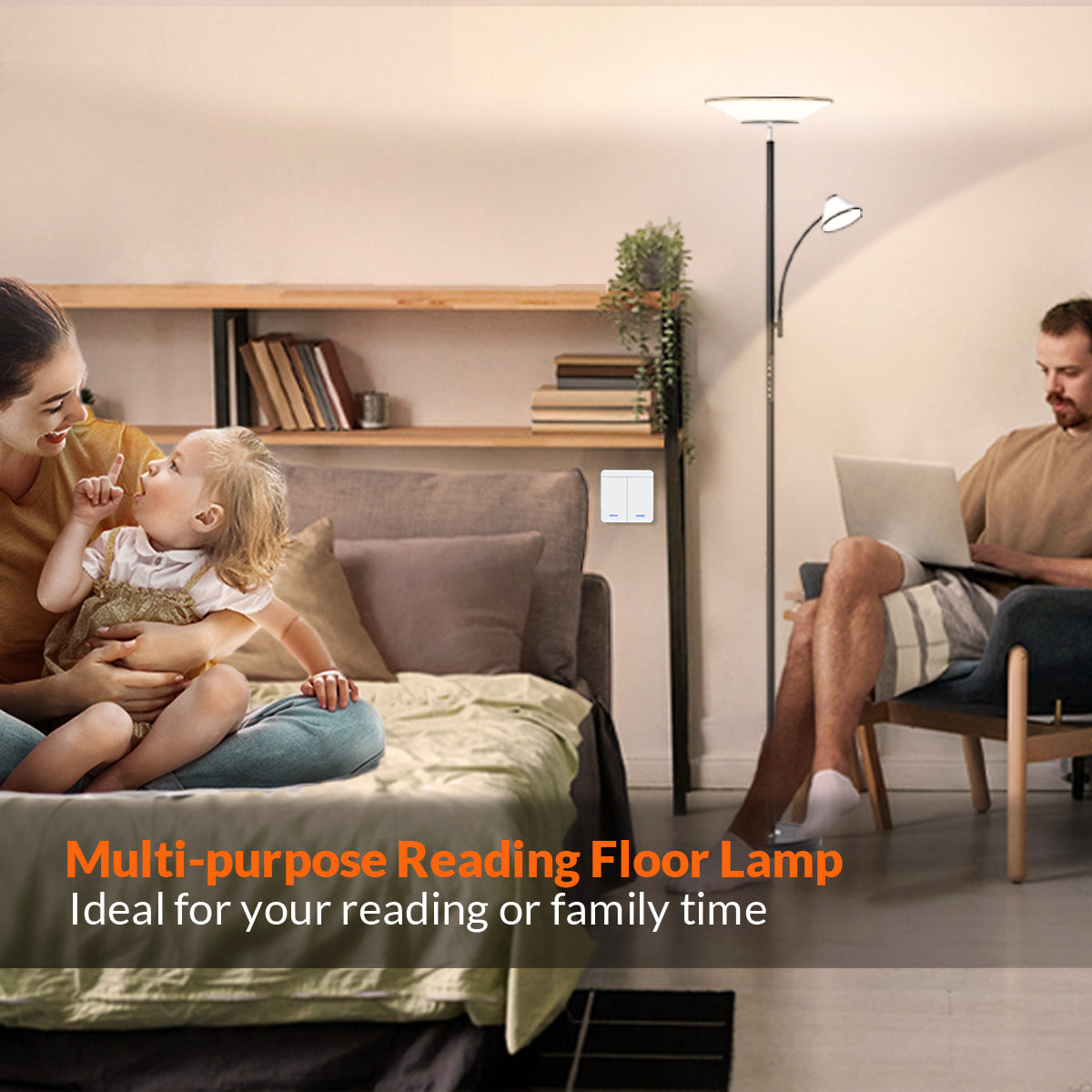 Lepower-tec Torchiere Standing Lamp with Wall Switch and Remote