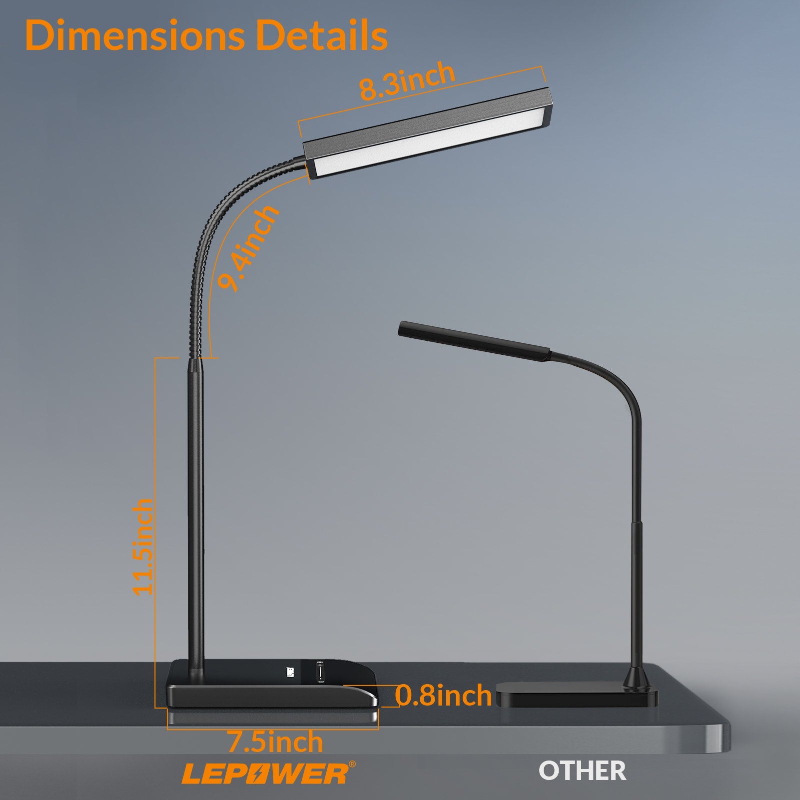Lepower-tec Gooseneck Eye-caring LED Desk Light with Touch Control