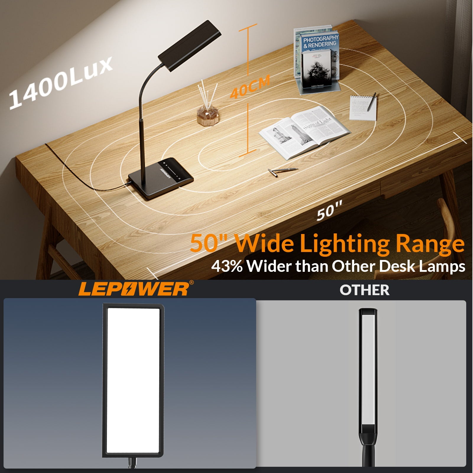 Lepower-tec Gooseneck Eye-caring LED Desk Light with Touch Control