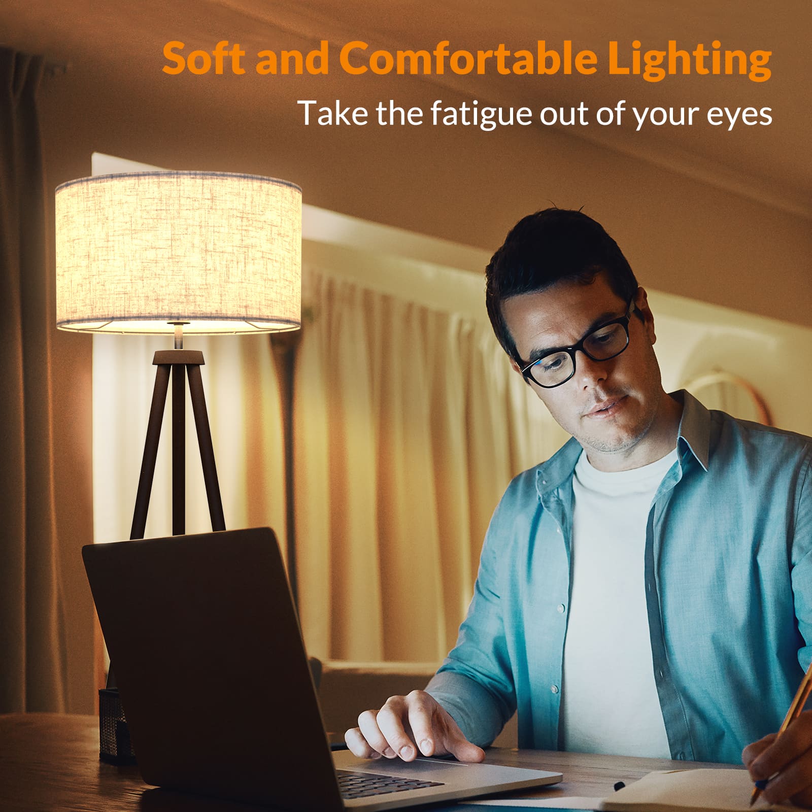 Lepower-tec Wooden Tripod Floor Lamp, Modern Standing Lamp