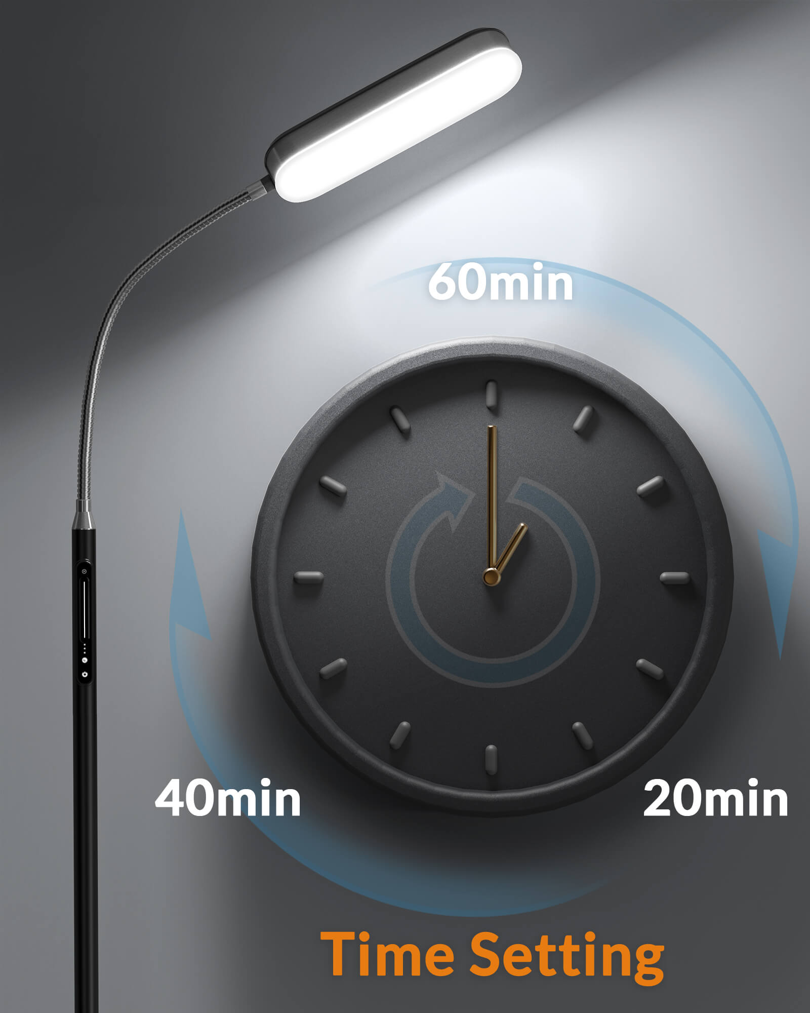 Lepower-tec Flexible Gooseneck LED Floor Lamp Dimmable Eye-caring for Task Lighting