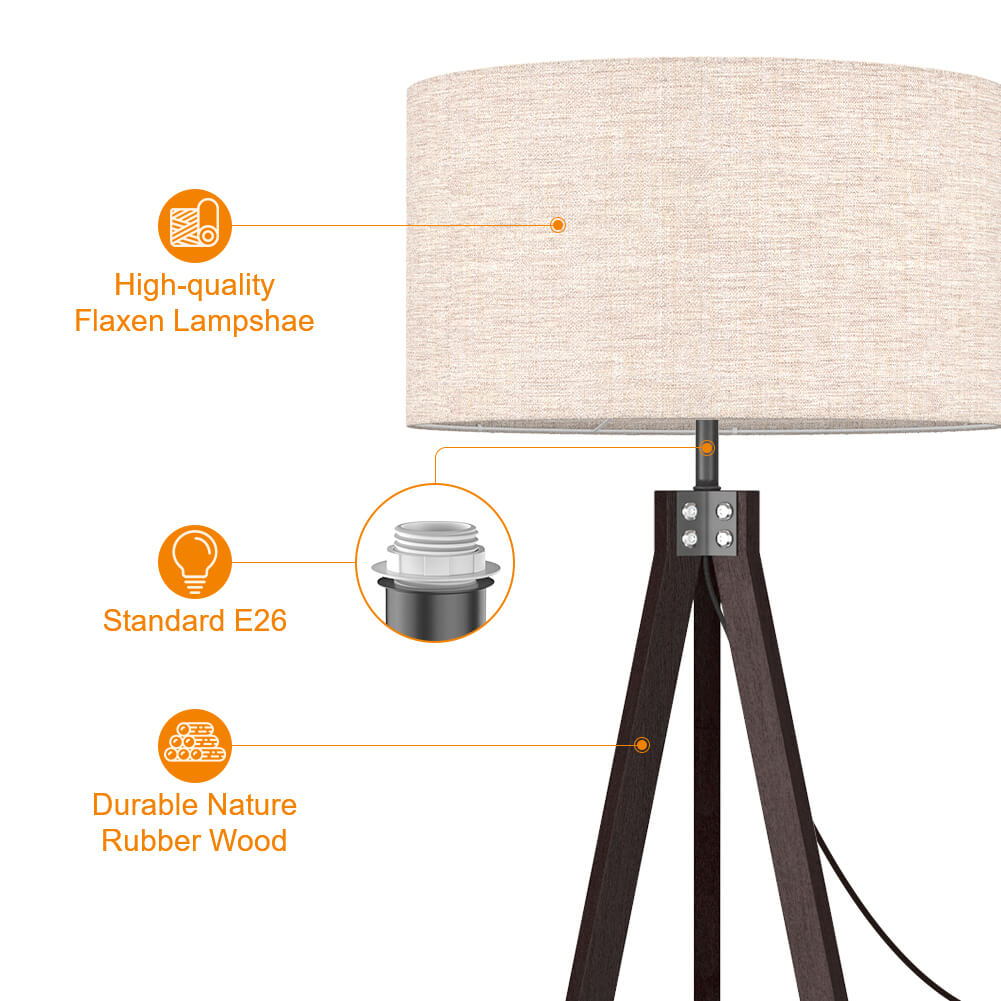 Wooden Floor Lamp with Shelf