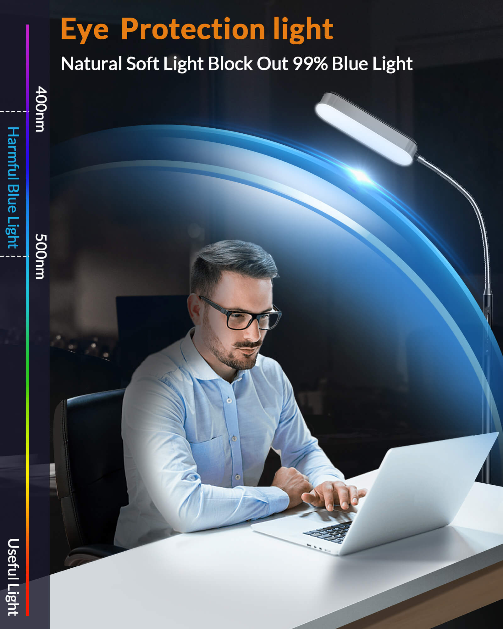 Lepower-tec Flexible Gooseneck LED Floor Lamp Dimmable Eye-caring for Task Lighting