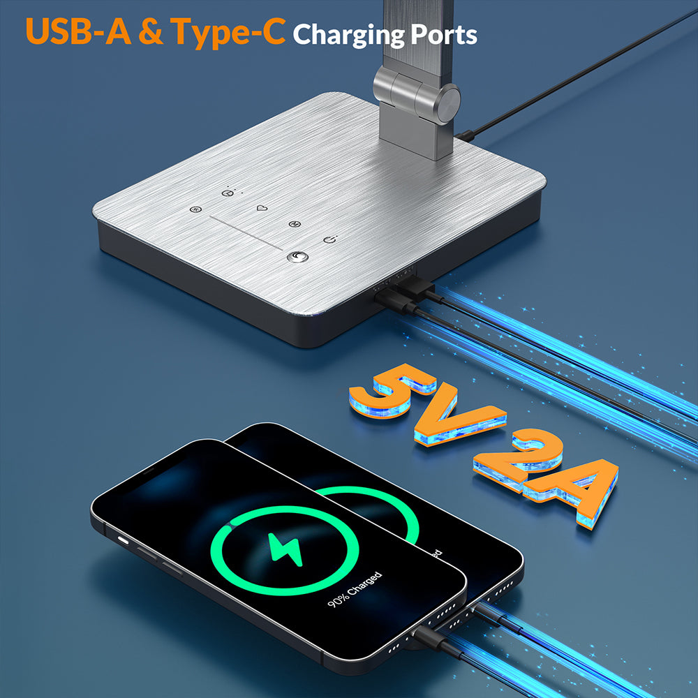 900LM LED Desk Lamp Touch Control with Adjustable Arms