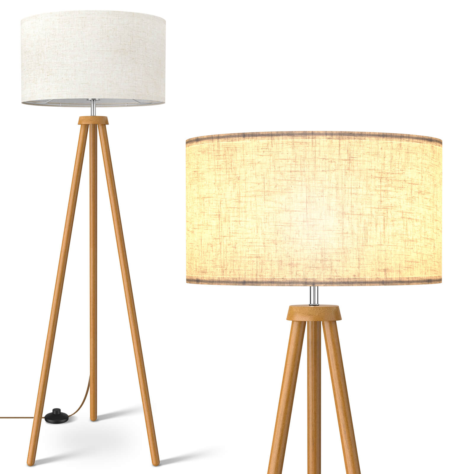 Wooden Tripod Floor Lamp, Modern Standing Lamp