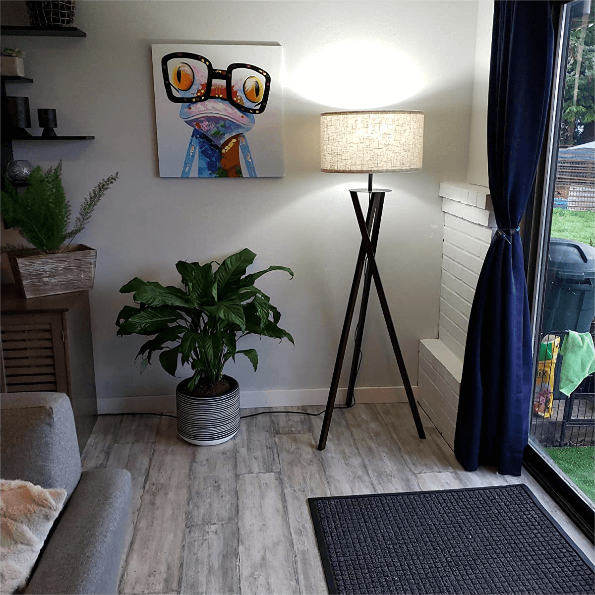 Lepower-tec Wooden Tripod Floor Lamp Mid-Century w/ 3 Intersecting Legs