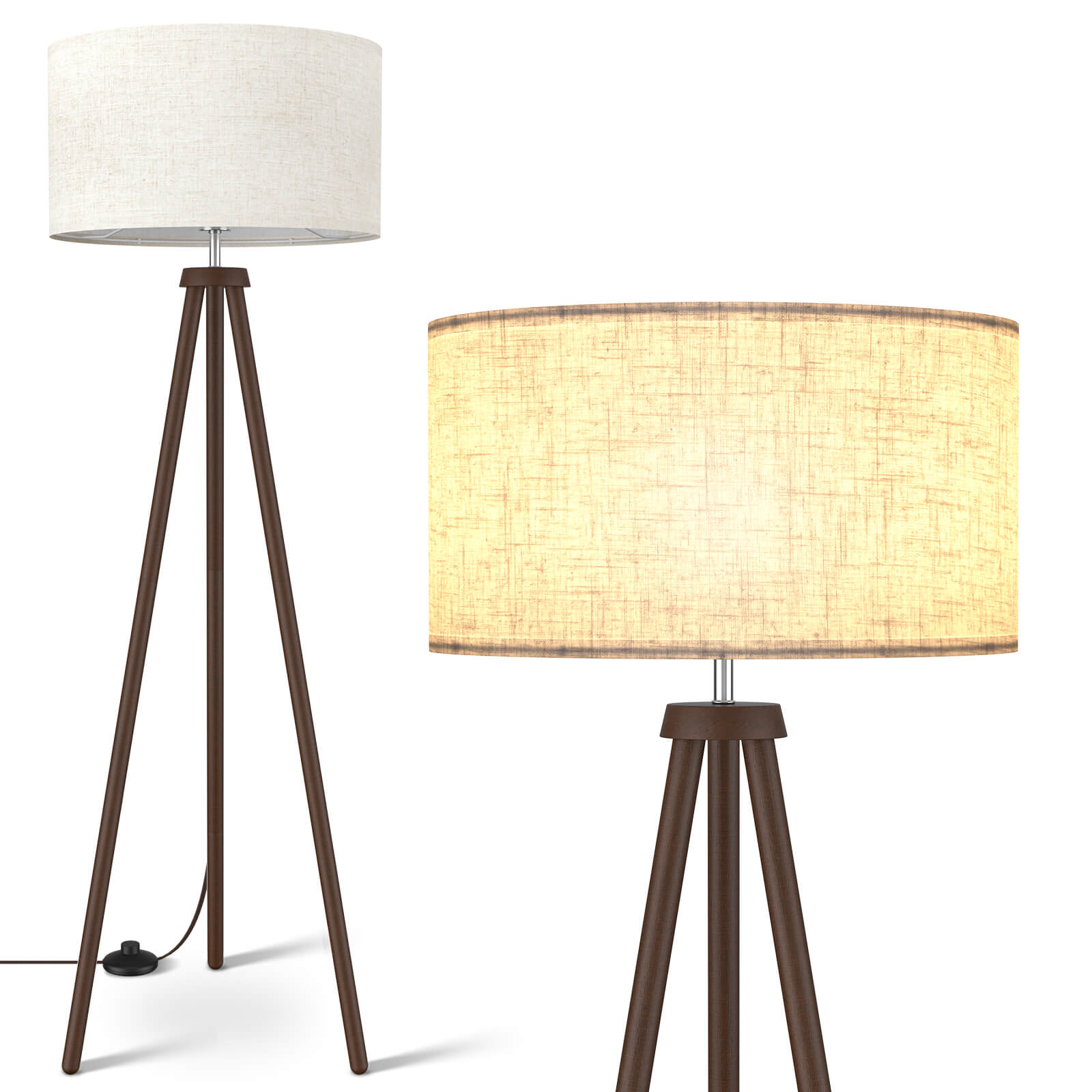 Wooden Tripod Floor Lamp, Modern Standing Lamp