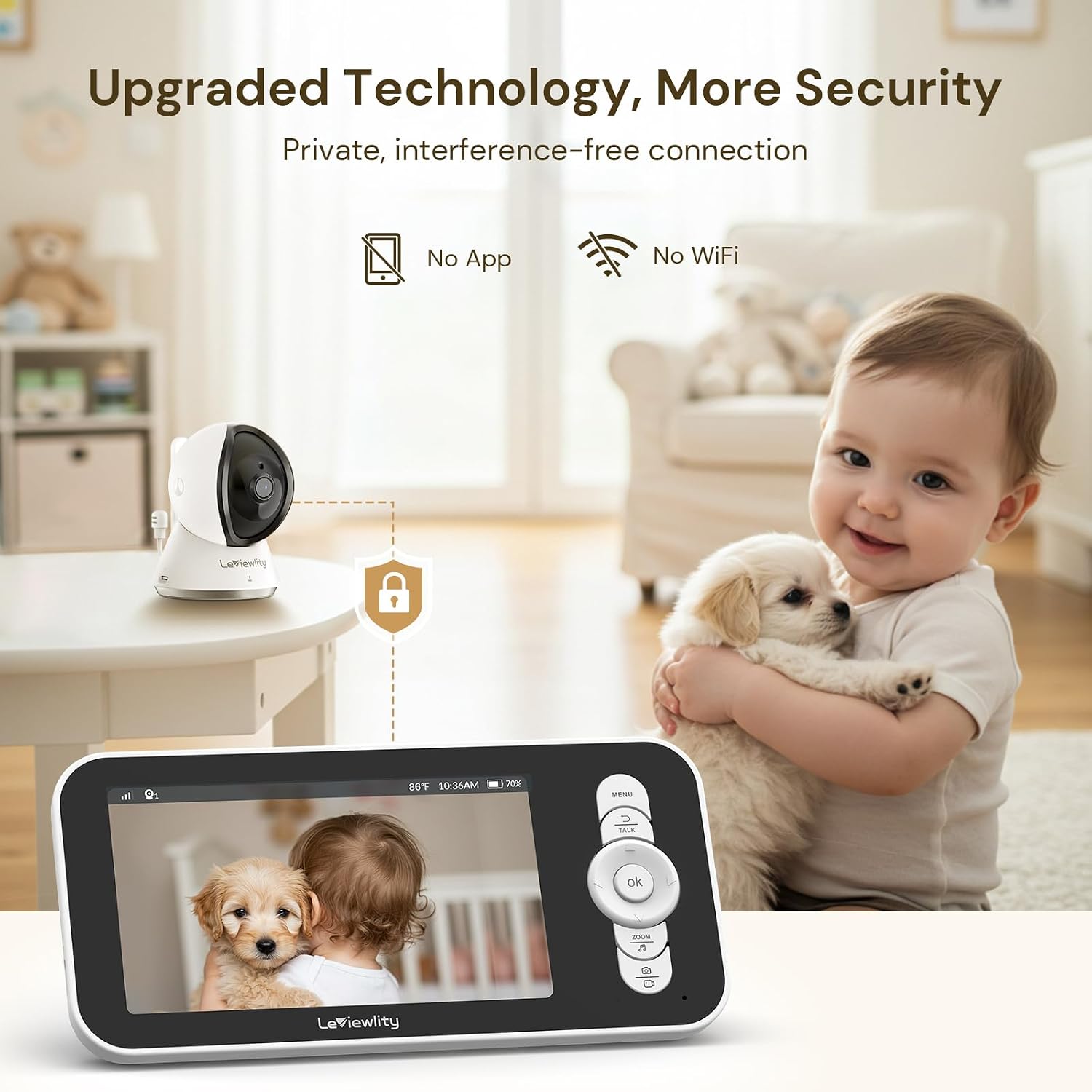 Leivewlity Baby Monitor No WiFi with Camera and Audio for Crib, Nursery