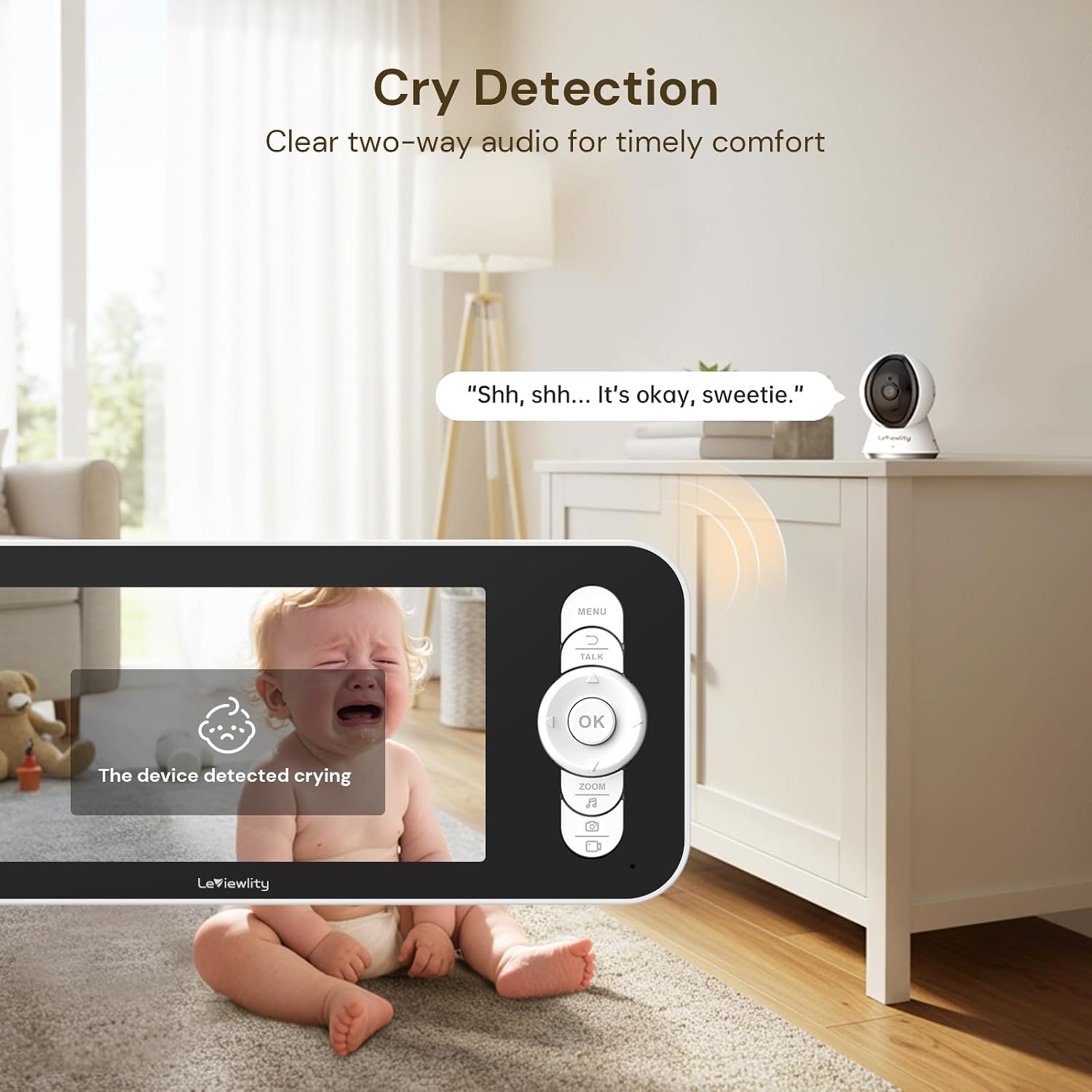 Leivewlity Baby Monitor No WiFi with Camera and Audio for Crib, Nursery