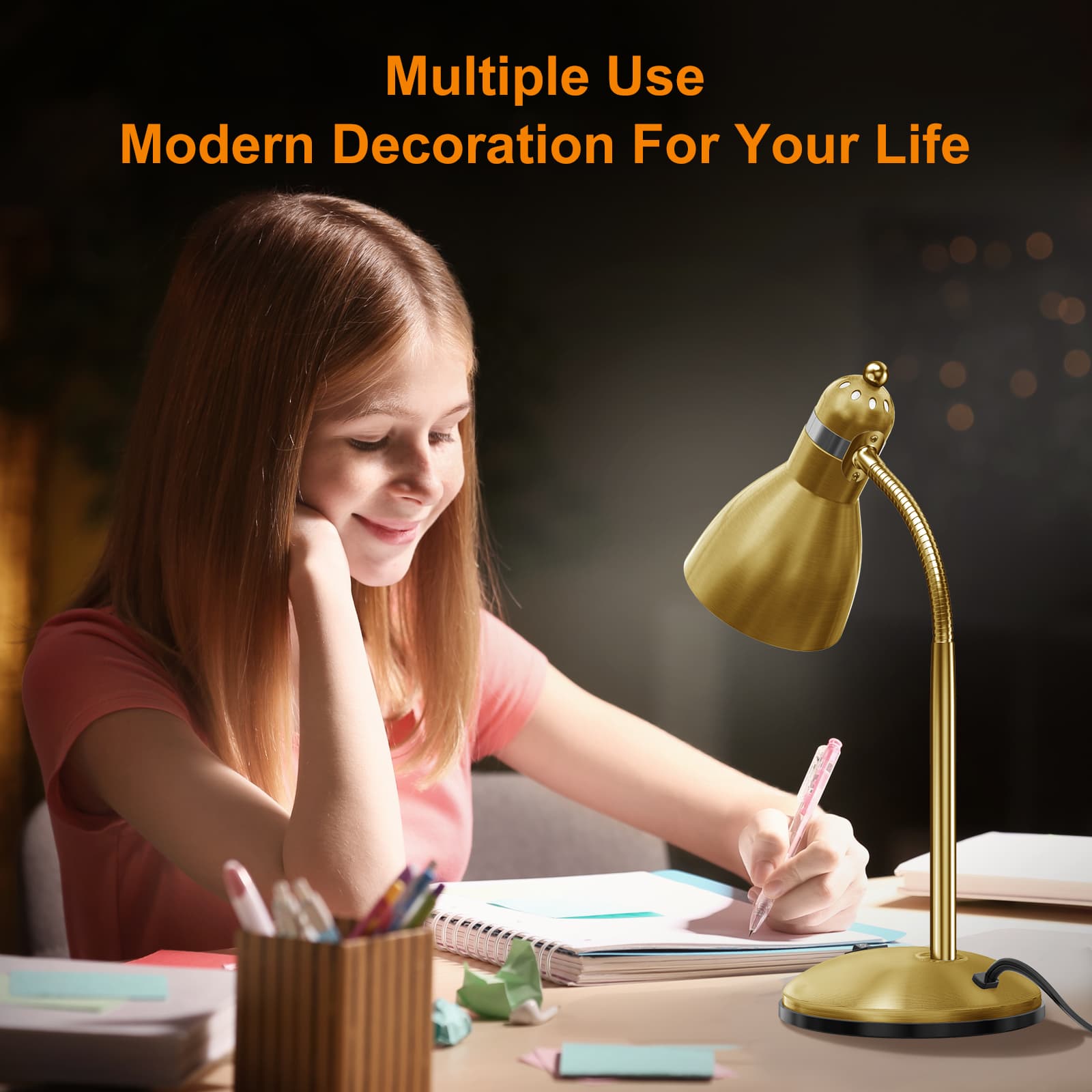 Lepower-tec gold metal desk task lamp for kids
