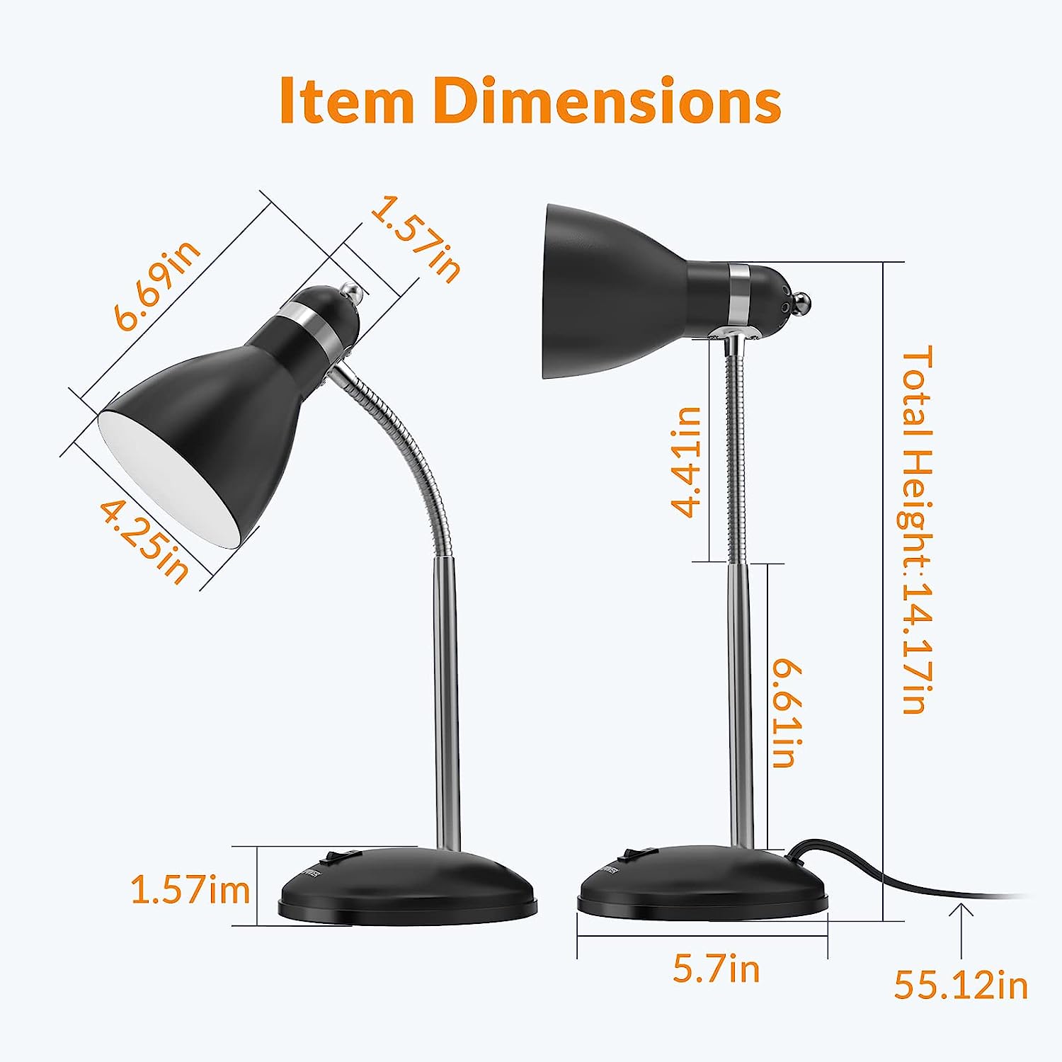 Flexible Gooseneck Metal Desk Lamp Directional Table Lamp