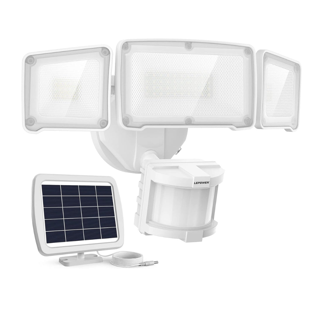 Lepower Solar Motion Sensor Security Light w/ 3 Heads 1600LM