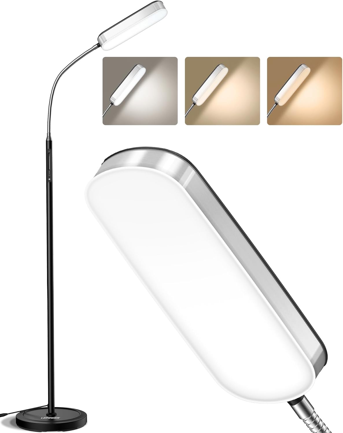 Lepower tec Flexible Gooseneck LED Floor Lamp Dimmable Eye caring for