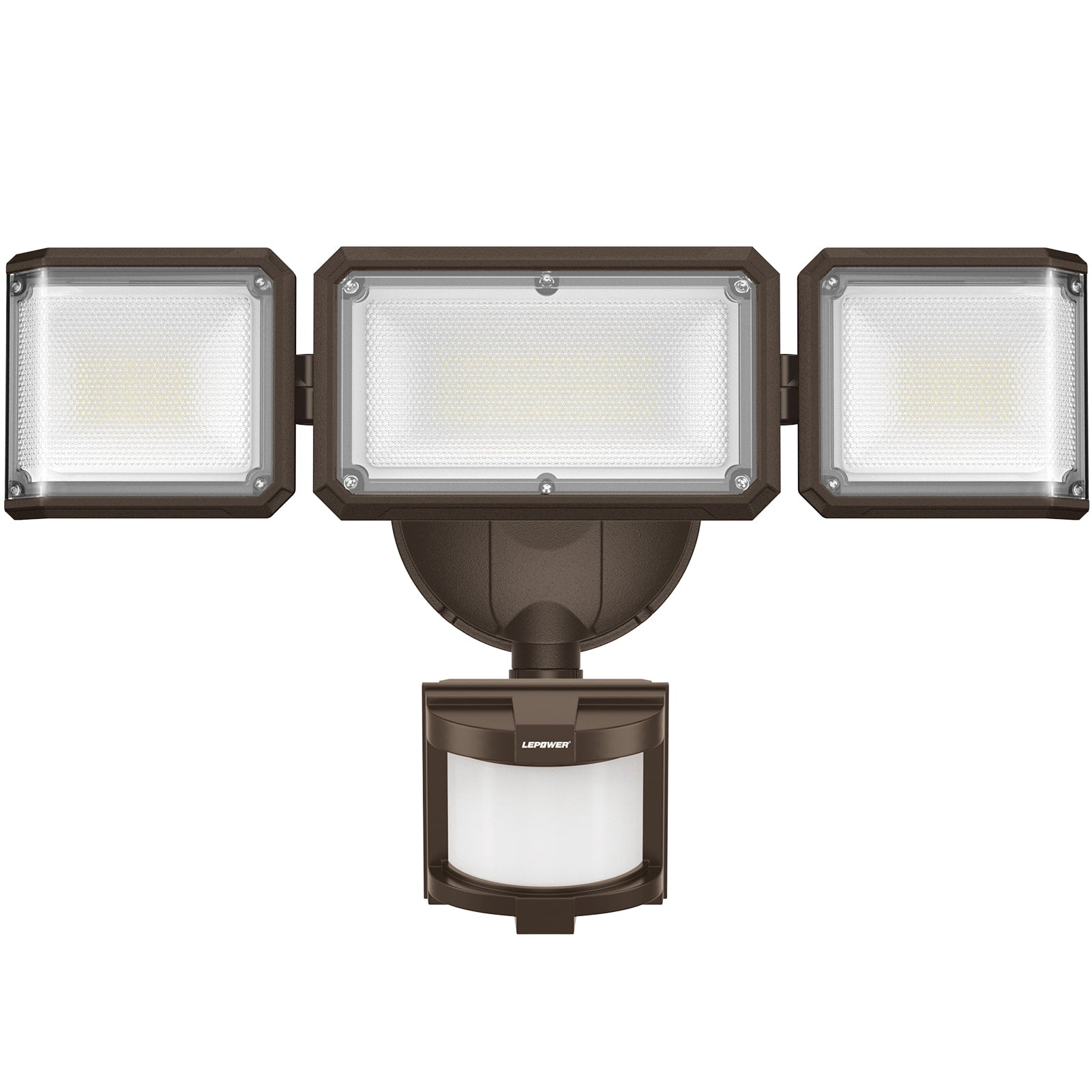 Lepower-tec Dusk To Dawn Flood Light with Motion Sensor & 3 Lighting Heads 45W 4800LM
