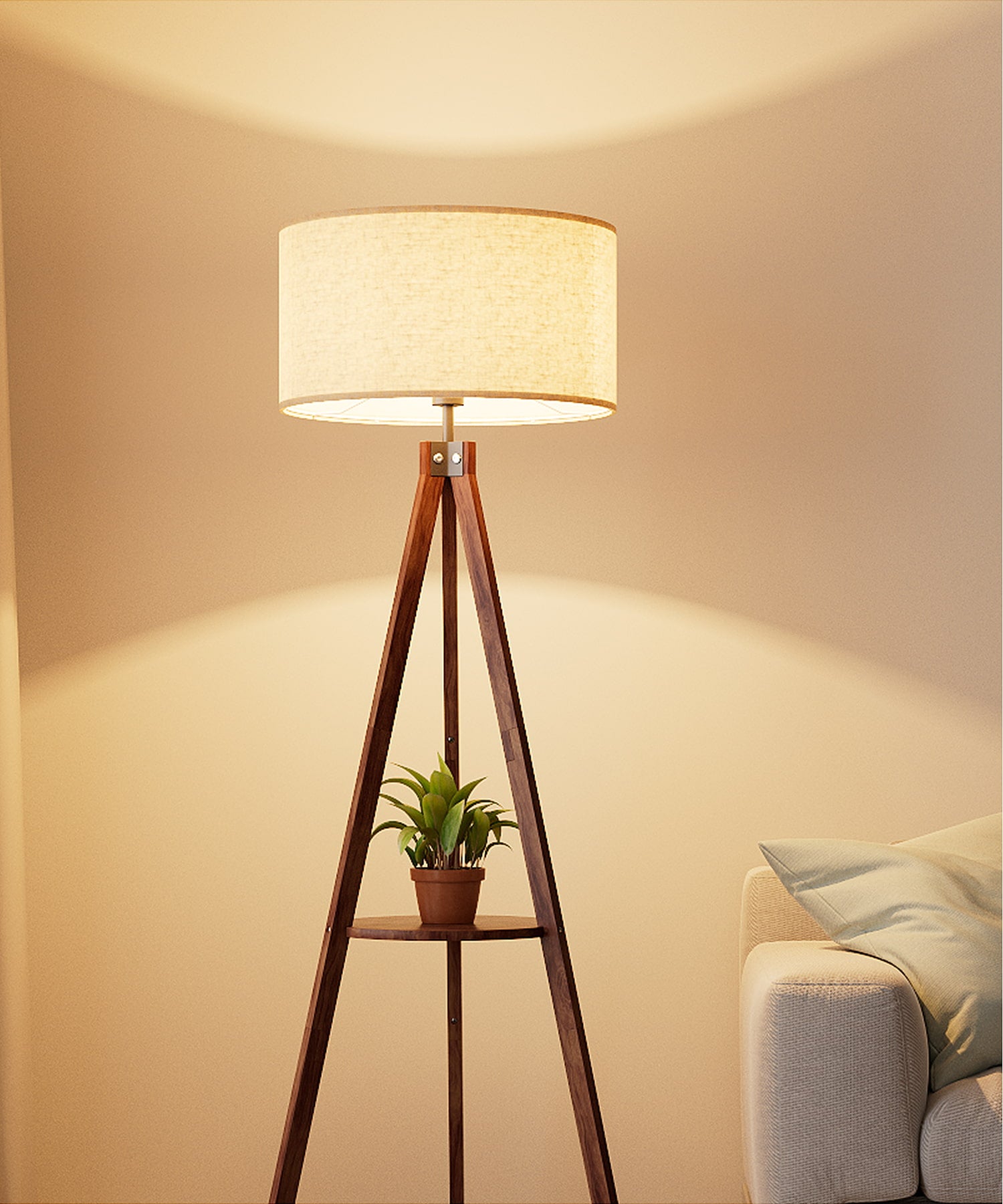 wooden floor lamp