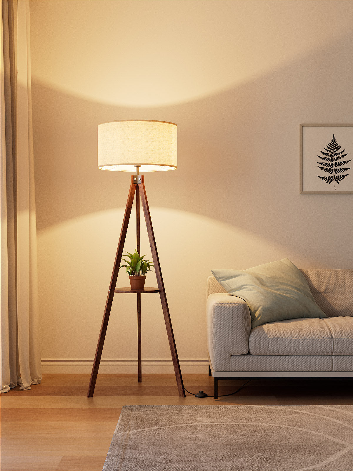 wooden floor lamp