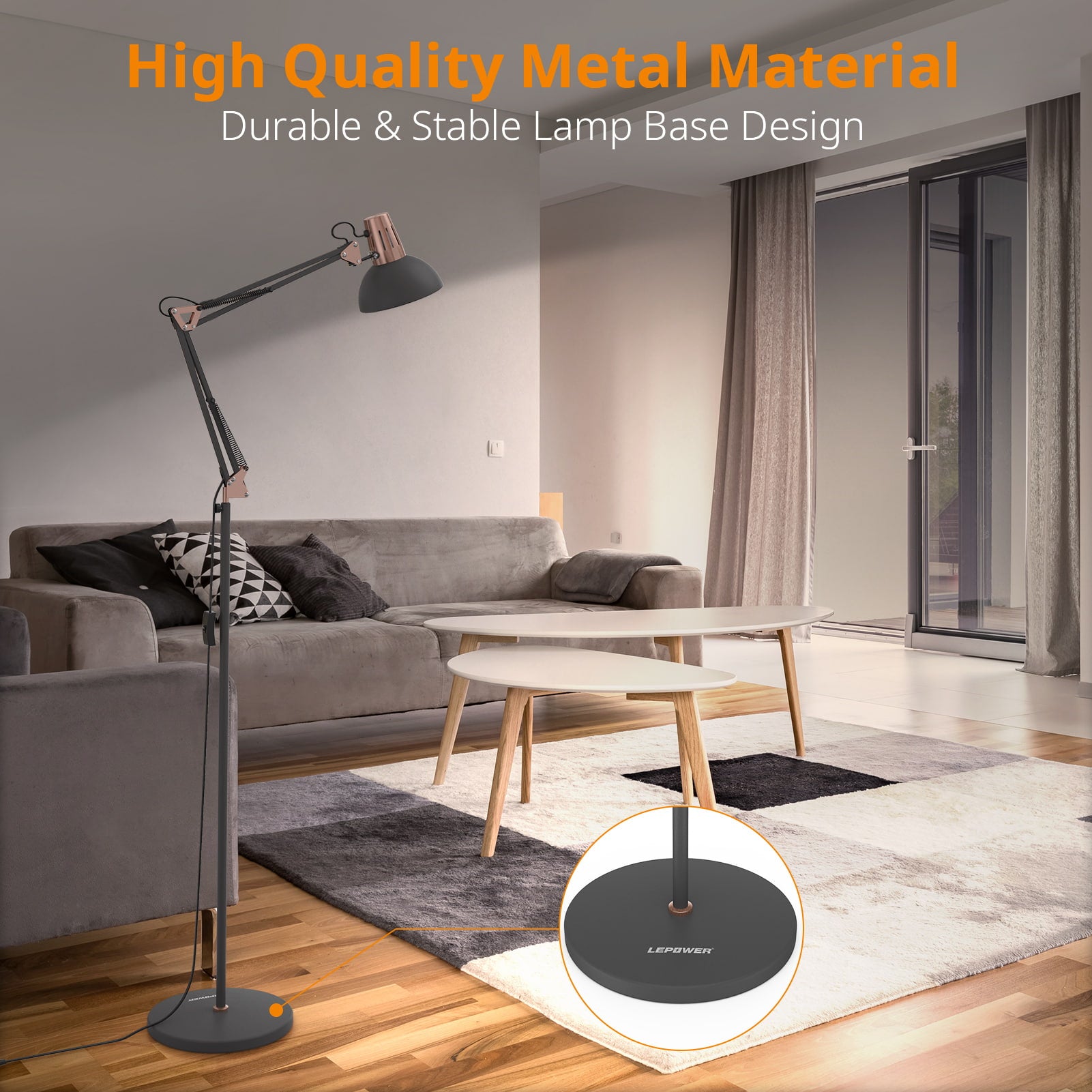 Lepower-tec Flexible Architect Floor Lamp Metal Directional Standing Lamp