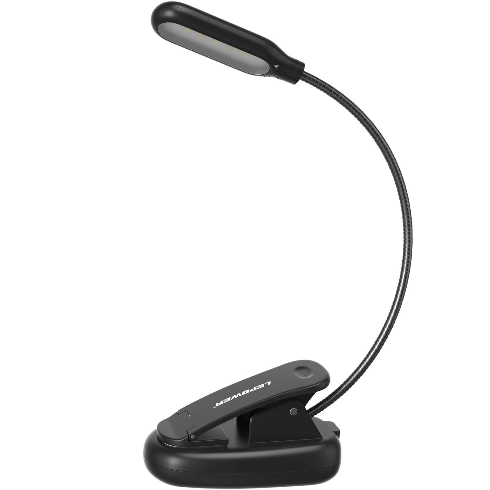 Lepower Portable Clip on Book Light, Battery & USB Operated Reading Lamp