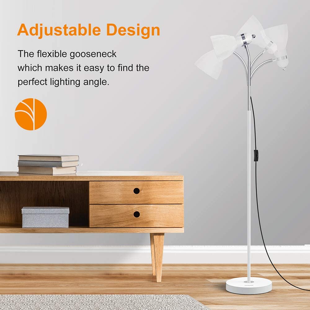 RUNNUP Adjustable Gooseneck Floor Lamp Bedside Floor Lamps Metal