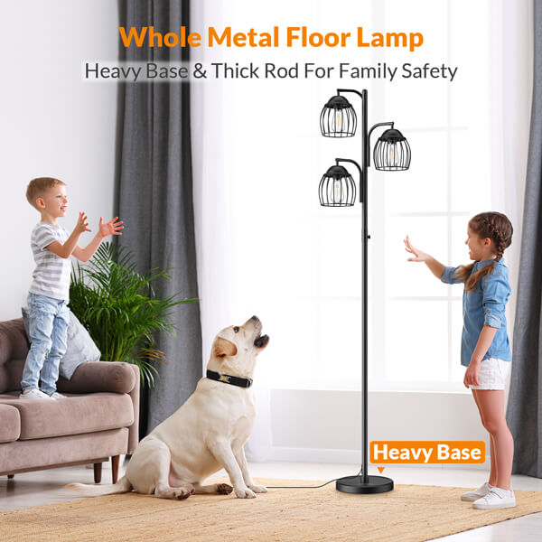 Lepower-tec Industrial Tree Floor Lamp with Dimmer & Edison Bulb