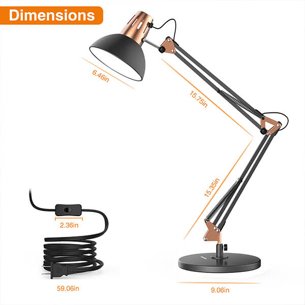 Lepower Swing Arm Table Lamp With Clamp