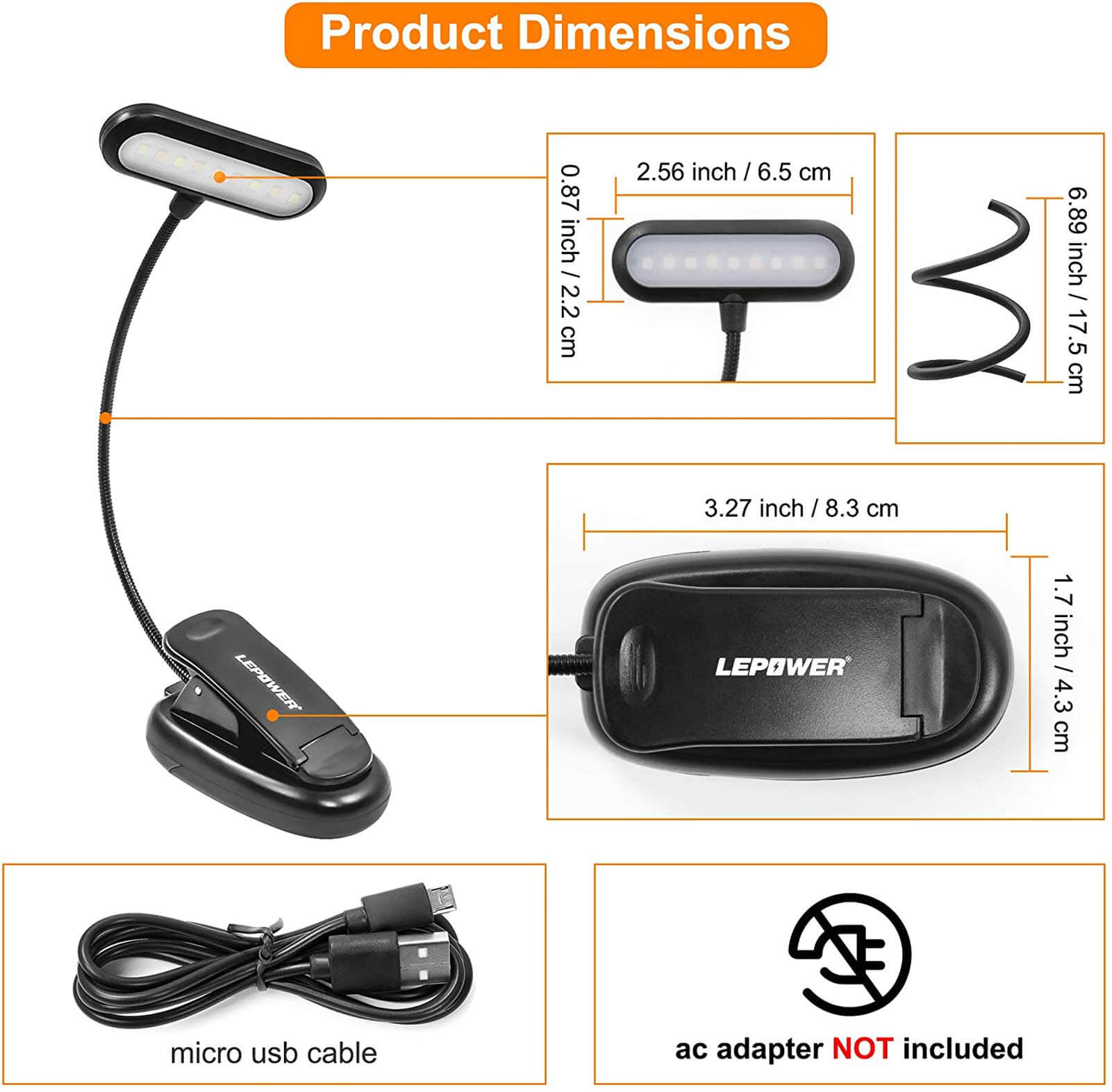 Clip-on Book Light Eye-Caring Dimmable Battery Operated