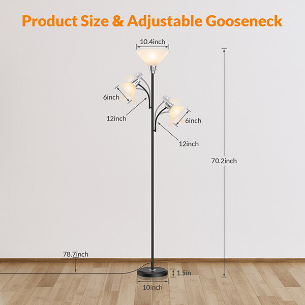 Lepower Modern Bright Floor Lamp with Replaceable 3000K Energy-Saving LED Bulbs