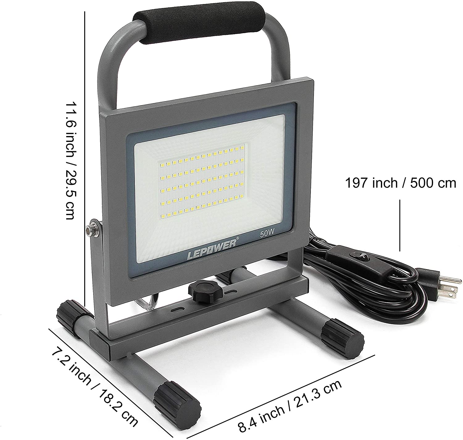 50W Portable LED Work Light with Stand & Plug