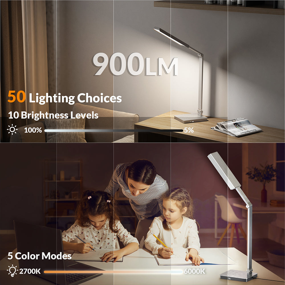 900LM LED Desk Lamp Touch Control with Adjustable Arms