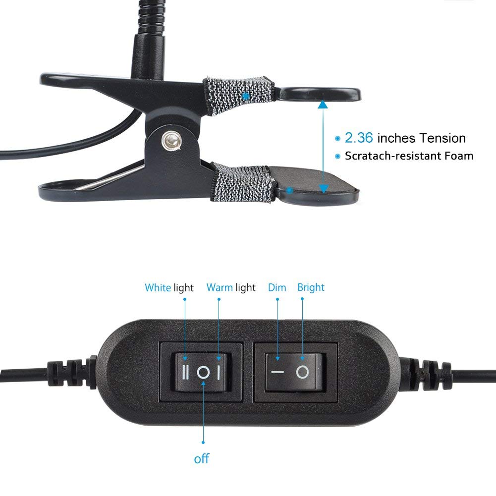 Long Bar Clip-on LED Light 5W with Gooseneck USB/Adapter