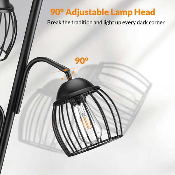 Lepower-tec Industrial Tree Floor Lamp with Dimmer & Edison Bulb