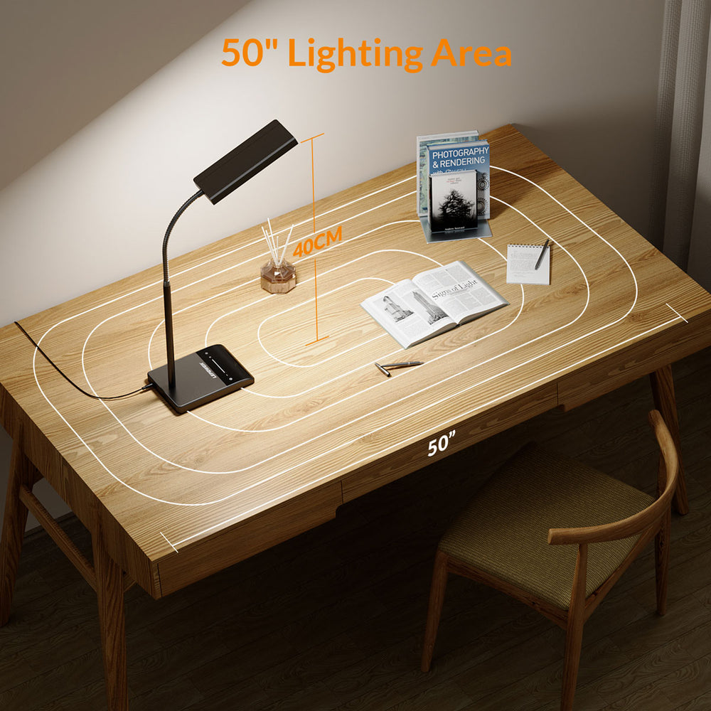 Gooseneck Eye-caring LED Desk Light with Touch Control Black Office Light