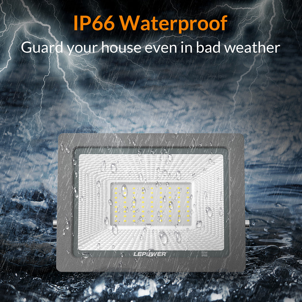 50W/100W LED Flood Lights Outdoor with Plug & Switch 2-Pack