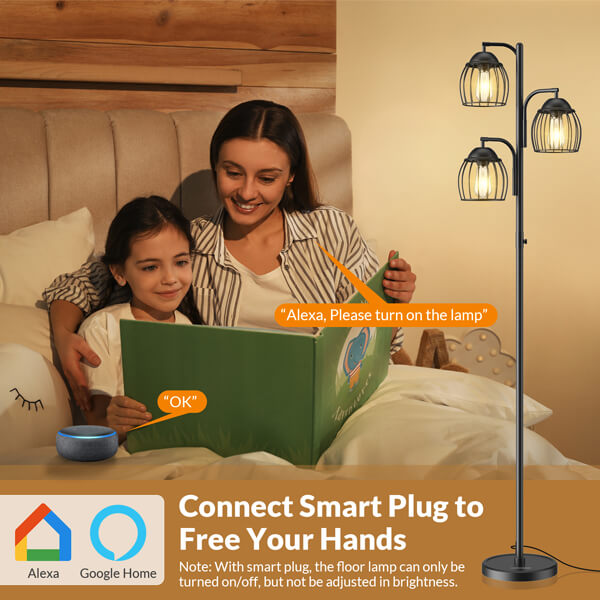 Lepower-tec Industrial Tree Floor Lamp with Dimmer & Edison Bulb