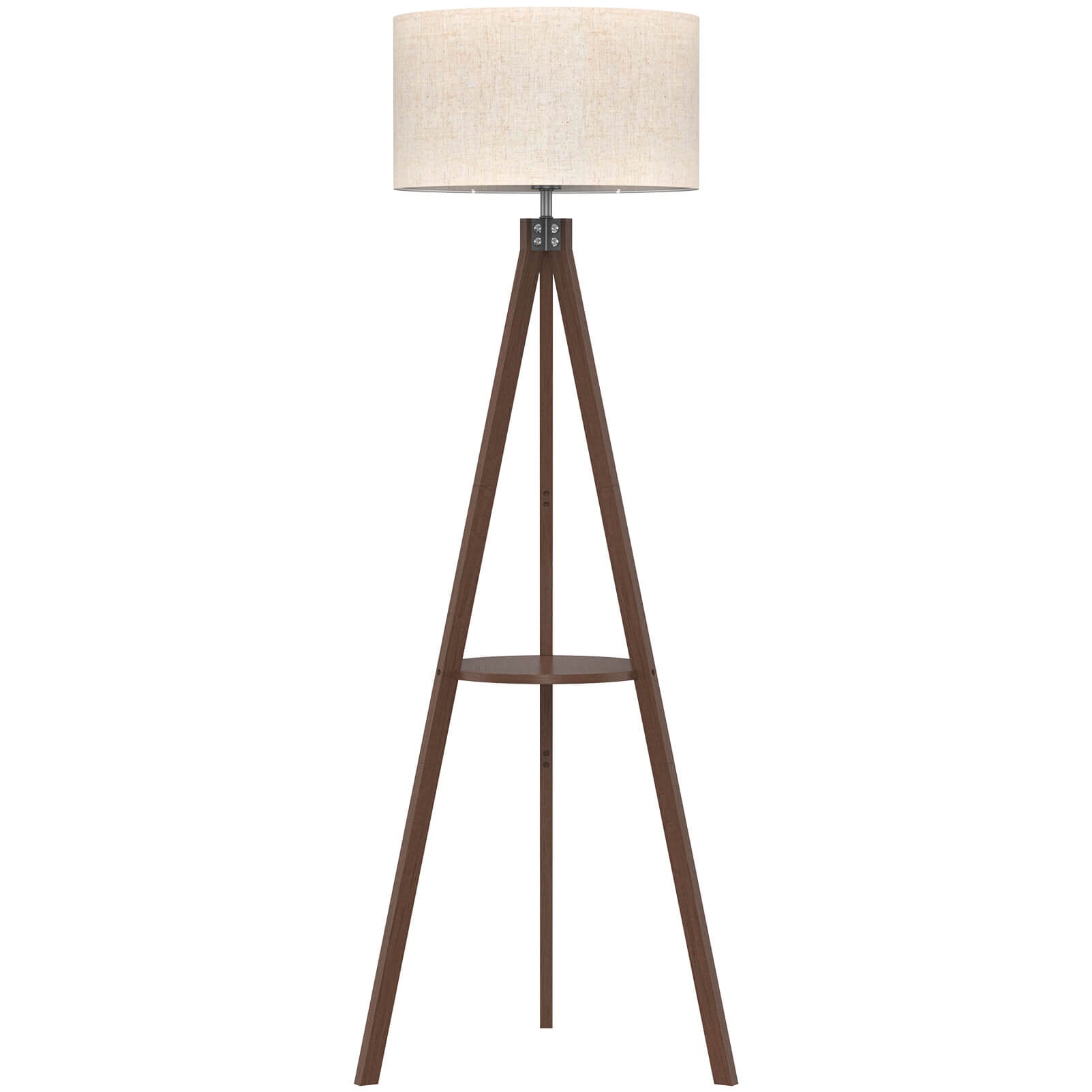 Wooden Floor Lamp with Shelf