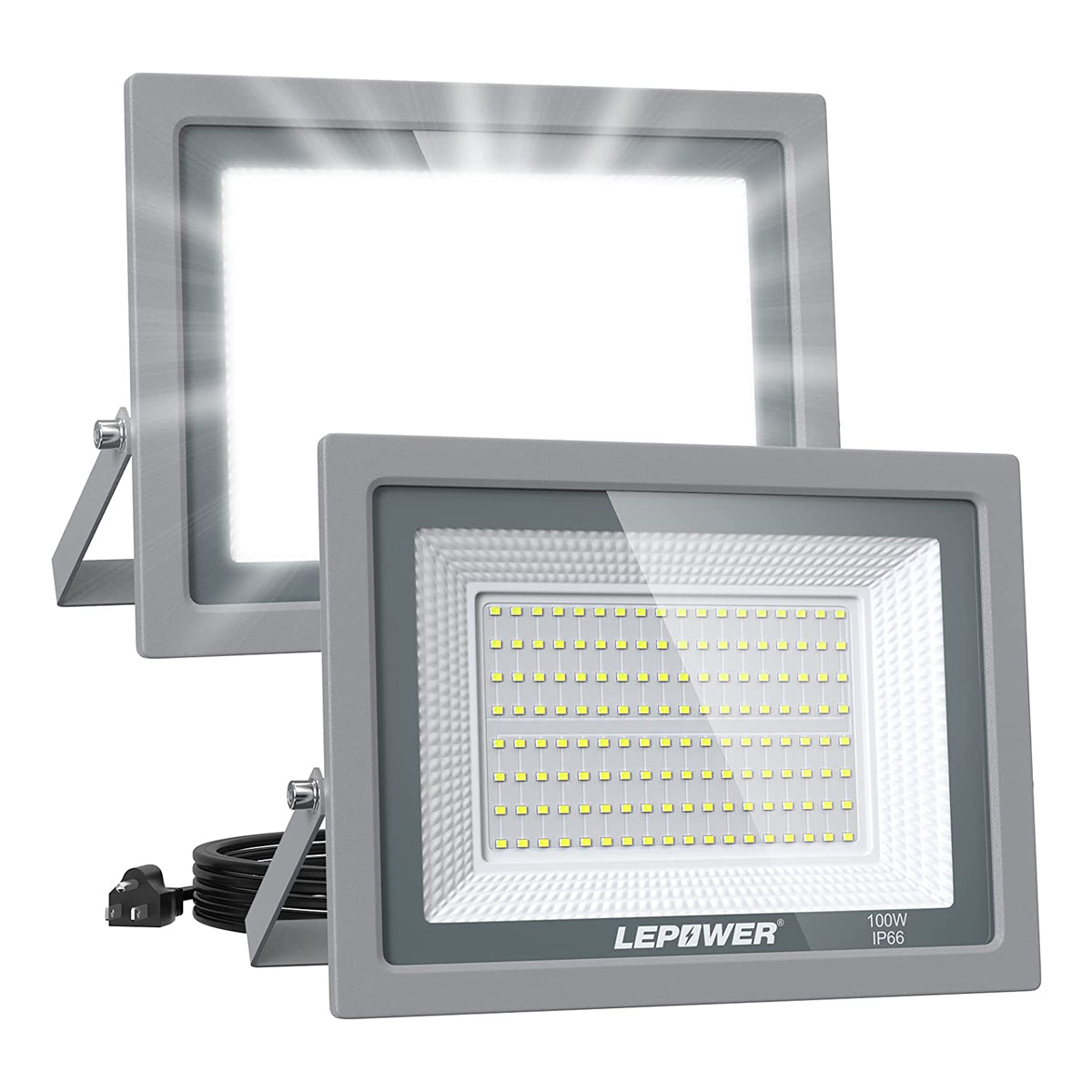 50W/100W LED Flood Lights Outdoor with Plug & Switch 2-Pack