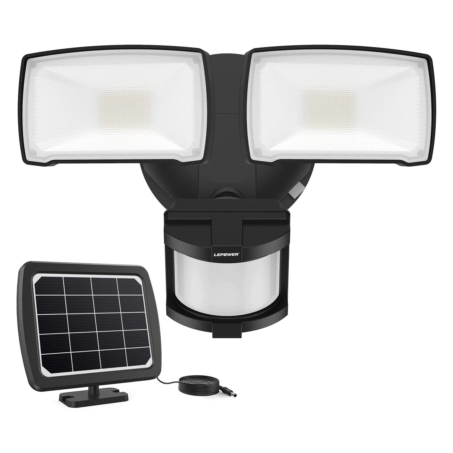 Solar Powered Motion Sensor Security Flood Light Adjustable Heads 1000lm