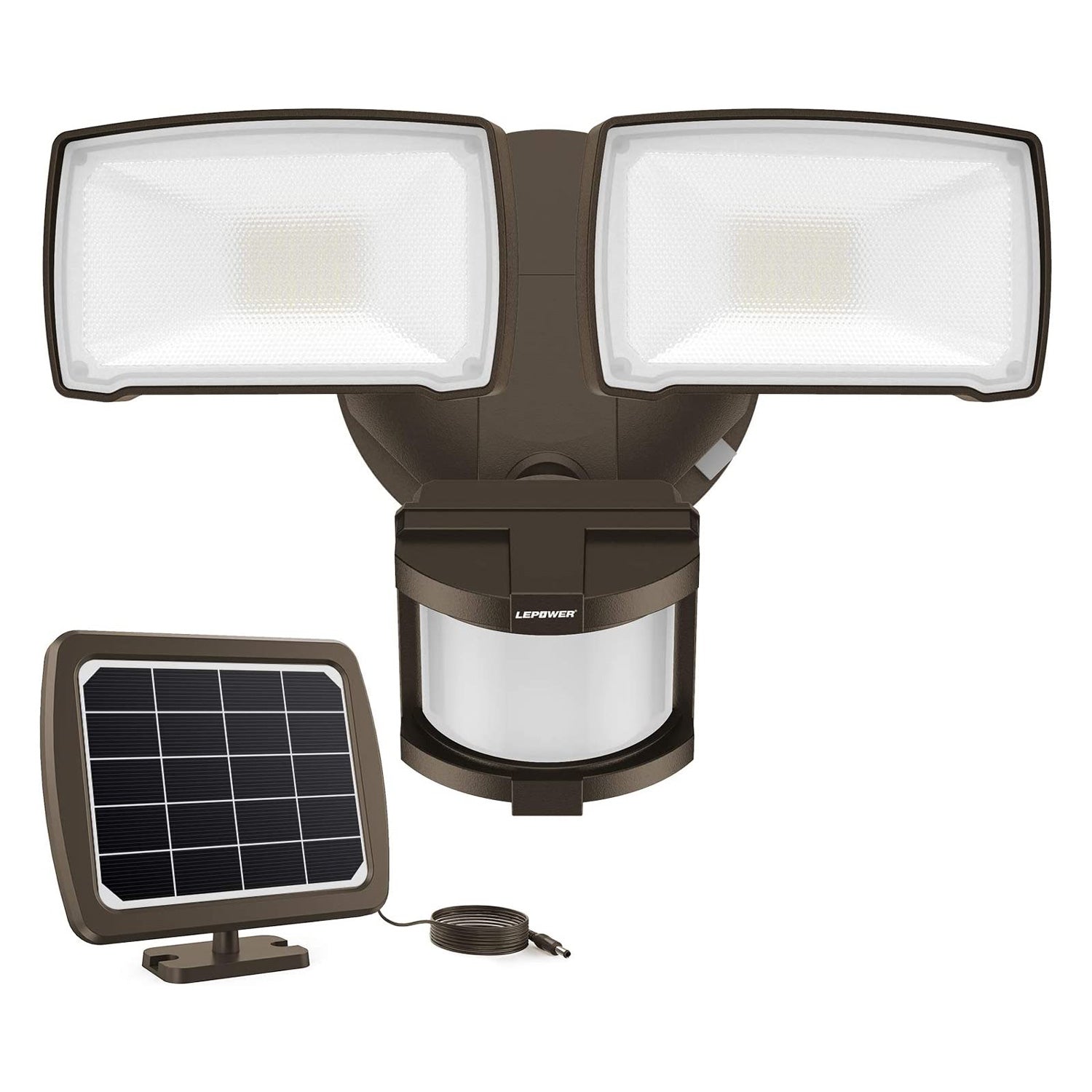 Solar Powered Motion Sensor Security Flood Light Adjustable Heads 1000lm