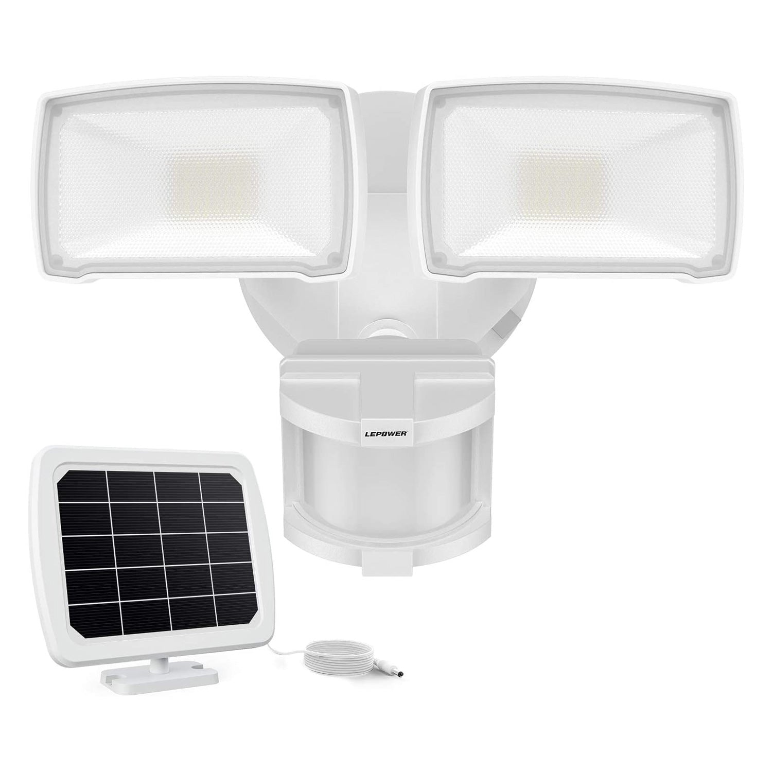 Solar Powered Motion Sensor Security Flood Light Adjustable Heads 1000lm